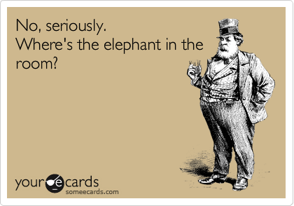 No, seriously.  
Where's the elephant in the
room?