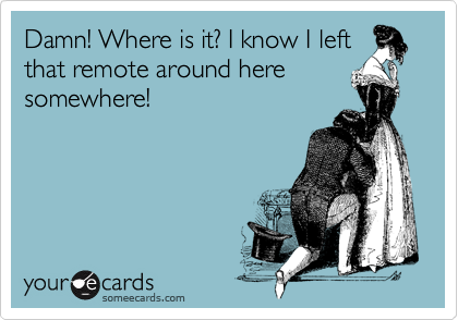Damn! Where is it? I know I left
that remote around here
somewhere!