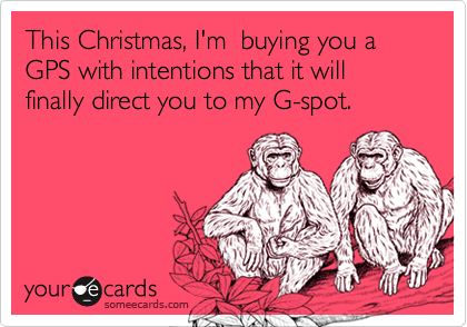 This Christmas, I'm  buying you a GPS with intentions that it will finally direct you to my G-spot.