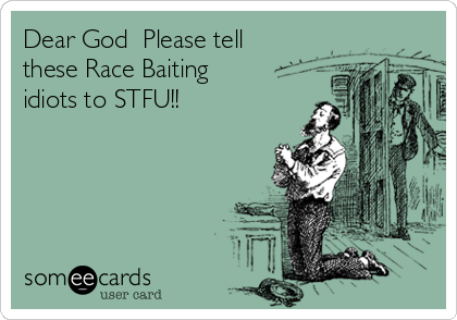 Dear God  Please tell
these Race Baiting
idiots to STFU!!
