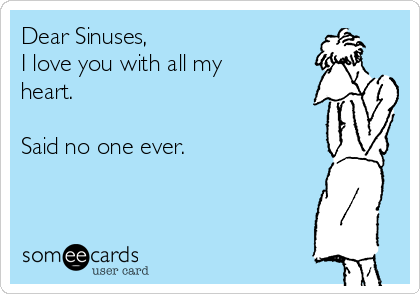 Dear Sinuses,
I love you with all my
heart.

Said no one ever.