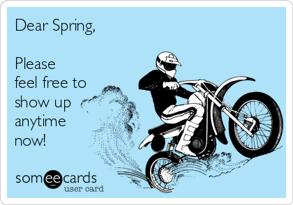 Dear Spring, 

Please
feel free to
show up
anytime
now!  
