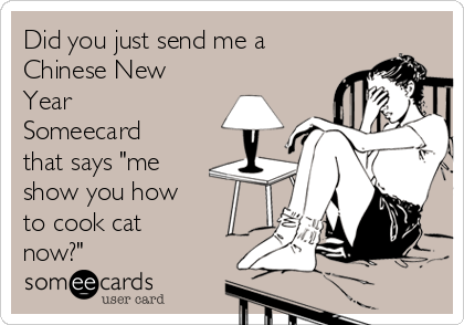 Did you just send me a
Chinese New
Year
Someecard
that says "me
show you how
to cook cat
now?"