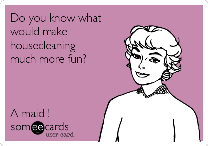 Do you know what
would make
housecleaning
much more fun?



A maid !