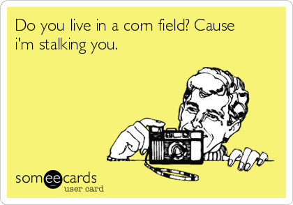 Do you live in a corn field? Cause
i'm stalking you.