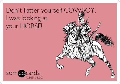 Don't flatter yourself COWBOY, I was looking at your HORSE! | Flirting ...