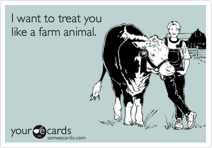 I want to treat you
like a farm animal.