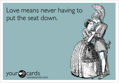 Love means never having to
put the seat down.