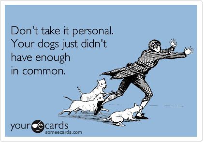 
Don't take it personal.
Your dogs just didn't
have enough 
in common.