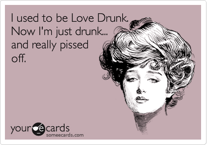 I used to be Love Drunk.
Now I'm just drunk...
and really pissed
off.