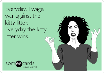 Everyday, I wage
war against the
kitty litter. 
Everyday the kitty
litter wins.