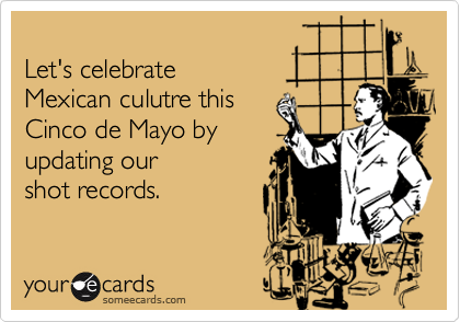 
Let's celebrate
Mexican culutre this
Cinco de Mayo by
updating our
shot records.
