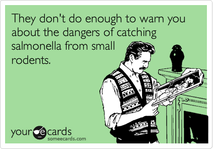 They don't do enough to warn you about the dangers of catching salmonella from smallrodents.