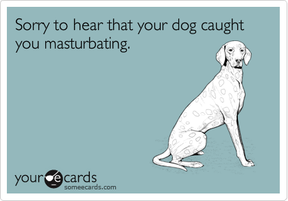 Sorry to hear that your dog caught you masturbating.