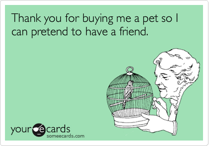 Thank you for buying me a pet so I can pretend to have a friend.