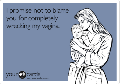 I promise not to blame
you for completely
wrecking my vagina.