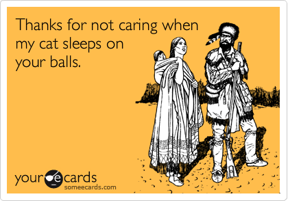 Thanks for not caring when
my cat sleeps on
your balls. 