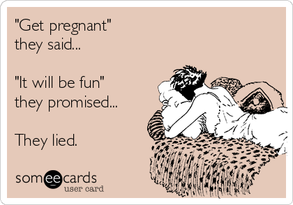 "Get pregnant" 
they said... 

"It will be fun" 
they promised...

They lied.