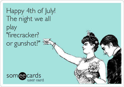 Happy 4th of July!
The night we all
play
"firecracker?
or gunshot?"