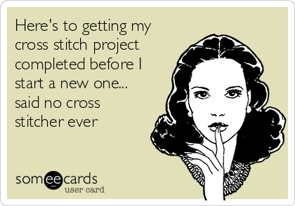 Here's to getting my
cross stitch project
completed before I
start a new one...
said no cross
stitcher ever
