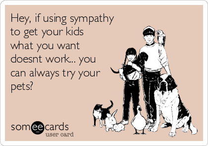 Hey, if using sympathy
to get your kids
what you want
doesnt work... you
can always try your
pets?