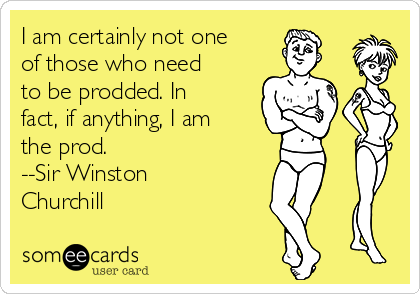 I am certainly not one
of those who need
to be prodded. In
fact, if anything, I am
the prod.    
--Sir Winston
Churchill