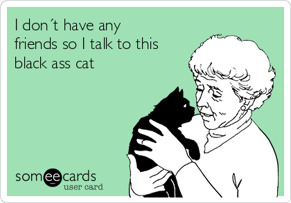 I don´t have any
friends so I talk to this
black ass cat