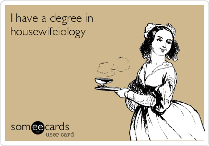 I have a degree in
housewifeiology