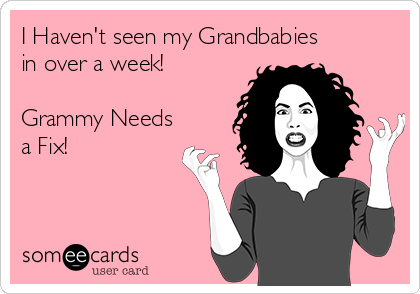 I Haven't seen my Grandbabies
in over a week!

Grammy Needs
a Fix!  

