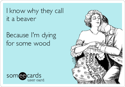 I know why they call 
it a beaver

Because I'm dying 
for some wood