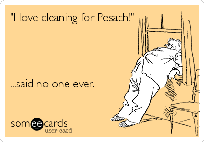 "I love cleaning for Pesach!"




...said no one ever.