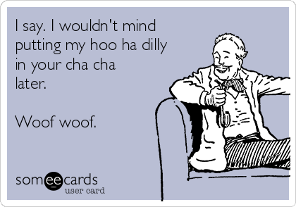 I say. I wouldn t mind putting my hoo ha dilly in your cha cha