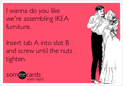 I Wanna Do You Like We're Assembling IKEA Furniture. Insert Tab A Into ...