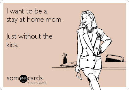 I want to be a 
stay at home mom.

Just without the
kids.