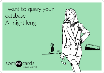 I want to query your
database. 
All night long.
