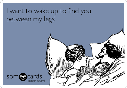 I want to wake up to find you between my legs!