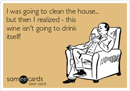 I was going to clean the house...
but then I realized - this
wine isn't going to drink
itself!