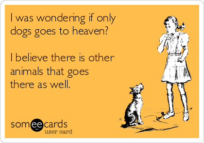 I was wondering if only
dogs goes to heaven?

I believe there is other
animals that goes
there as well.