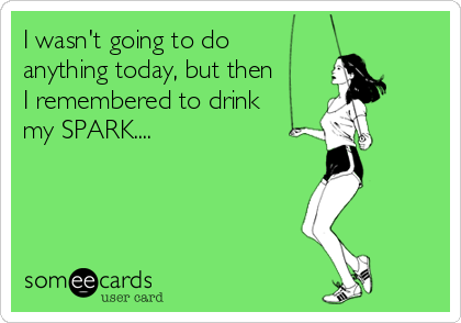 I wasn't going to do
anything today, but then
I remembered to drink
my SPARK....