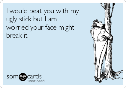 I would beat you with my
ugly stick but I am
worried your face might
break it.