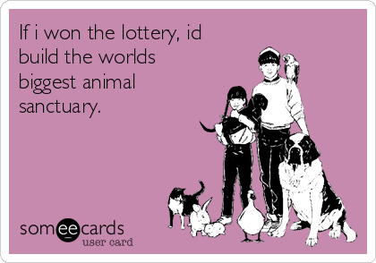 If i won the lottery, id
build the worlds
biggest animal
sanctuary.