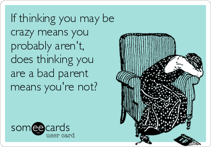 If thinking you may be
crazy means you
probably aren't,
does thinking you
are a bad parent
means you're not?
