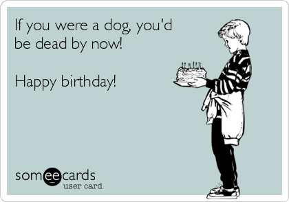 If you were a dog, you'd
be dead by now!

Happy birthday!