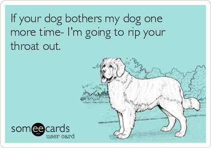 If your dog bothers my dog one
more time- I'm going to rip your
throat out.