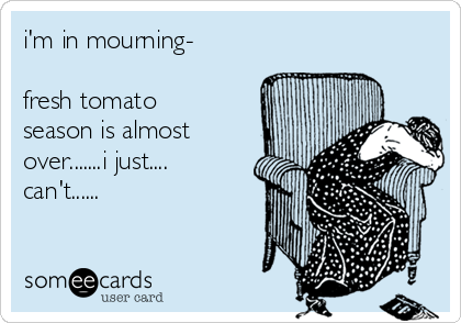 i'm in mourning-

fresh tomato
season is almost
over.......i just....
can't......