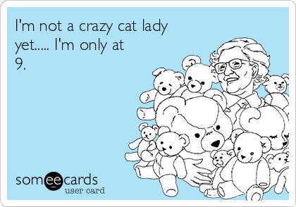 I'm not a crazy cat lady
yet..... I'm only at
9. 