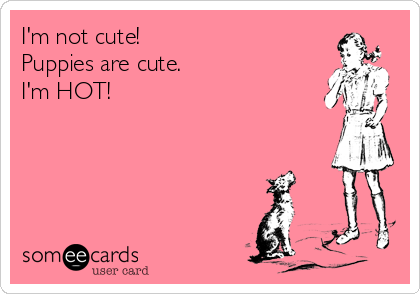 I'm not cute!
Puppies are cute.
I'm HOT!