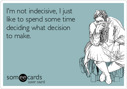 I'm not indecisive, I just
like to spend some time
deciding what decision
to make.
