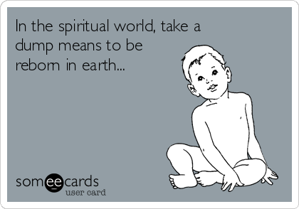 In the spiritual world, take a
dump means to be
reborn in earth...