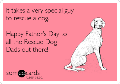 It takes a very special guy
to rescue a dog. 

Happy Father's Day to
all the Rescue Dog
Dads out there!